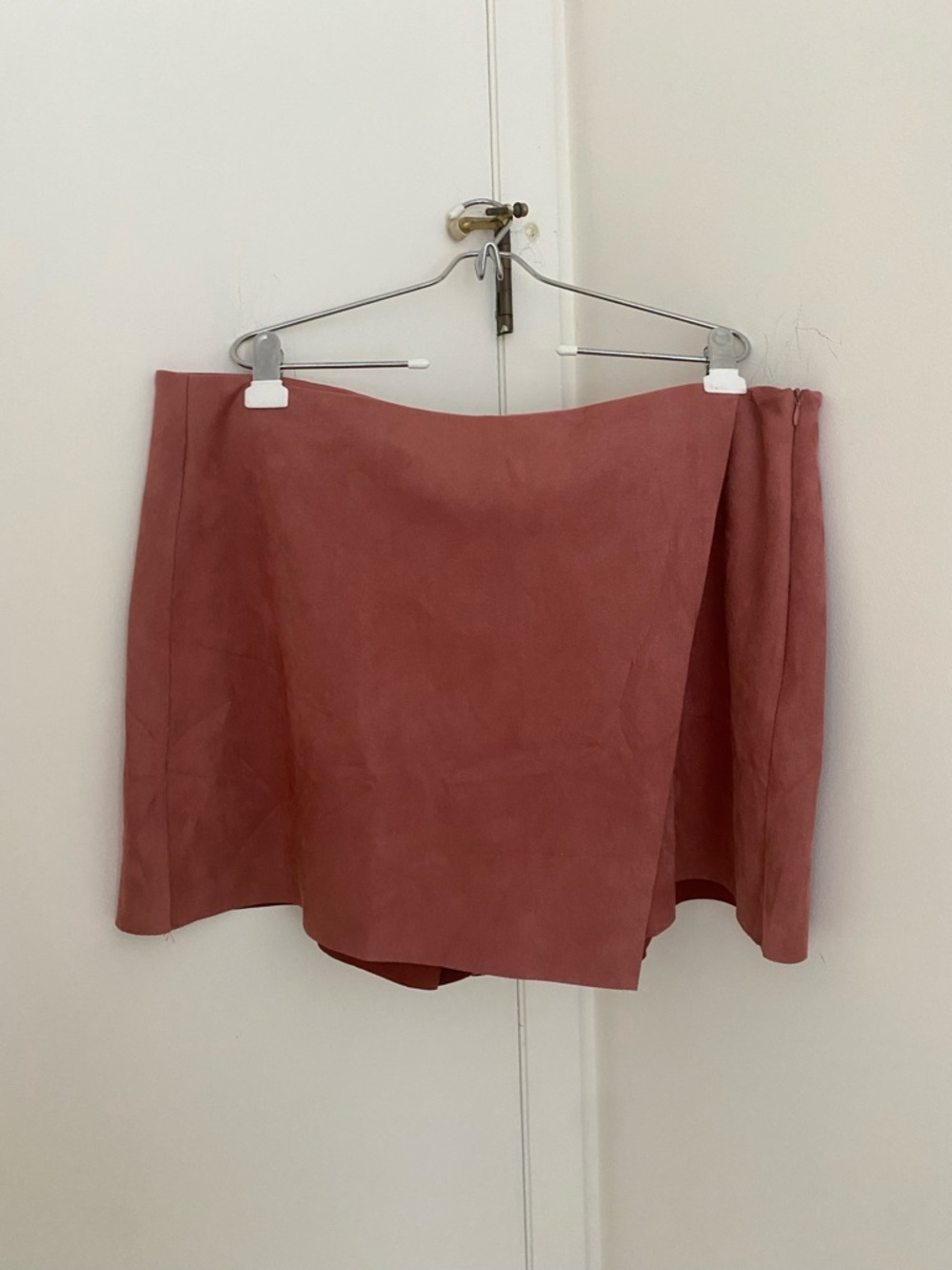 NWT Boho Festival Western Faux Suede Wrap Skort Dusty Rose 2X Side Zip Spandex